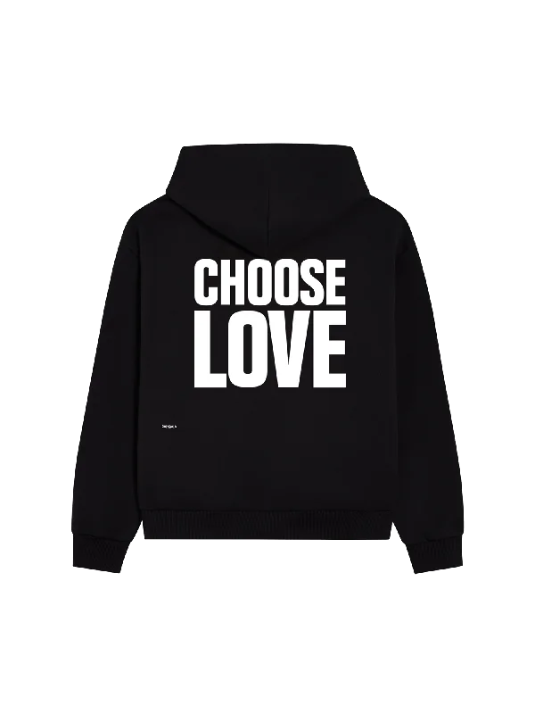 Womens Archive PANGAIA x Choose Love Signature Hoodie—black