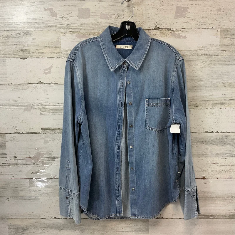 Blouse Long Sleeve By Alice + Olivia In Blue Denim, Size: Xl