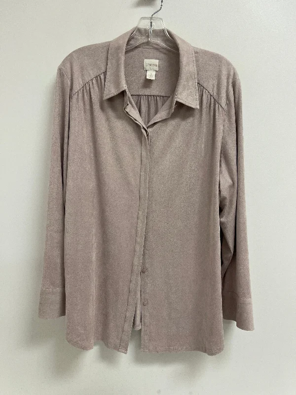 Blouse Long Sleeve By Chicos In Pink, Size: Xl