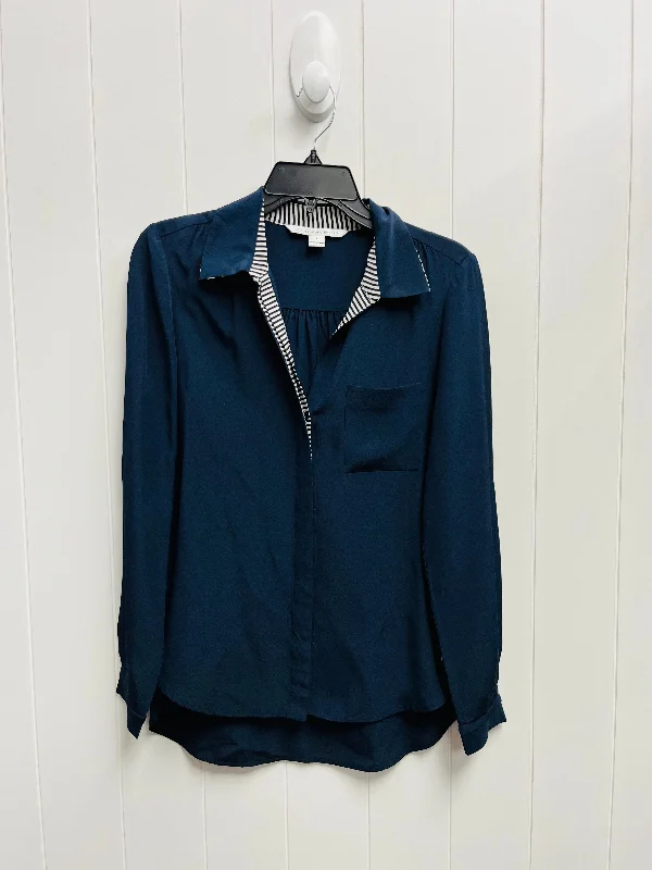 Blouse Long Sleeve By Diane Von Furstenberg In Navy, Size: 2