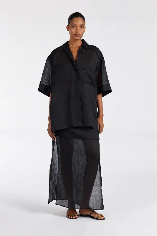 KAI BLACK RAMIE RESORT SHIRT