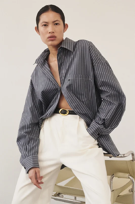 MASON SLATE STRIPE OVERSIZED SHIRT