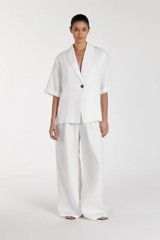 NALA WHITE LINEN RESORT SHIRT