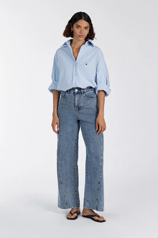 RHEA BLUE OVERSIZED COTTON SHIRT