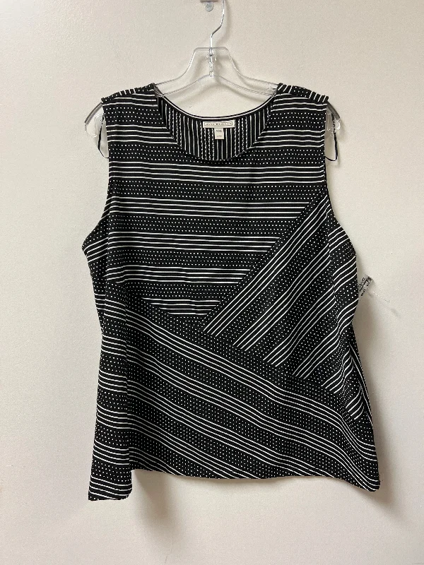 Top Sleeveless By Dana Buchman In Black & White, Size: 2x