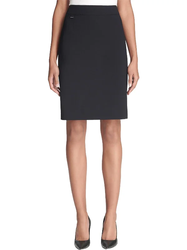 Womens Flat Front Lined Pencil Skirt