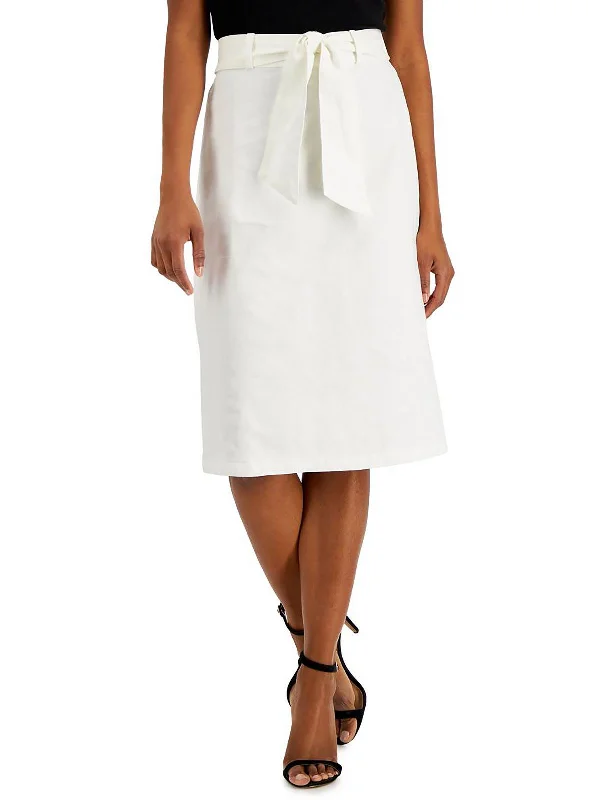 Womens Linen Blend Knee-Length A-Line Skirt