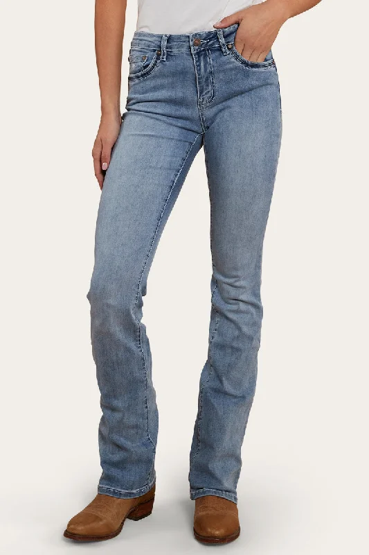 Caroline Rodeo Womens Mid-Rise Bootleg Jeans - Light Blue