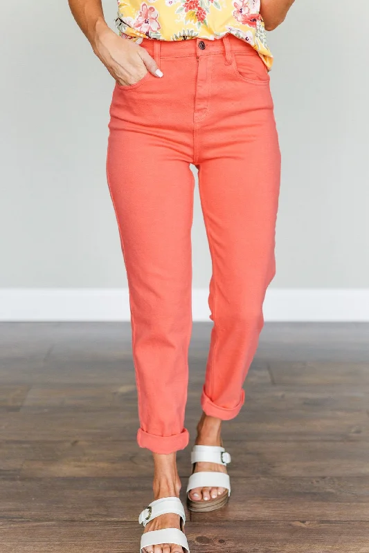 Cello Colored Boyfriend Jeans- Coral