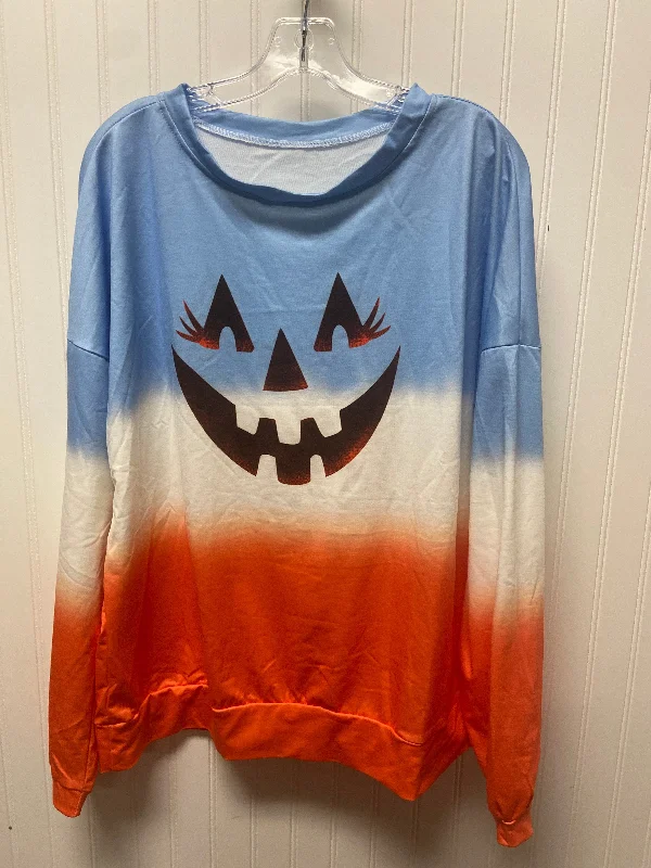 Top Long Sleeve Basic By Clothes Mentor In Blue & Orange, Size: 1x