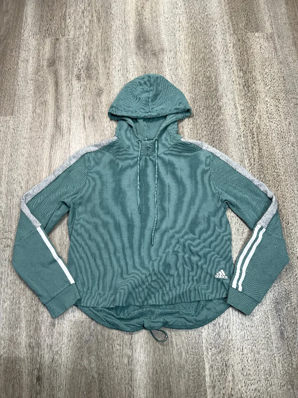 Top Long Sleeve By Adidas In Green & Grey, Size: M