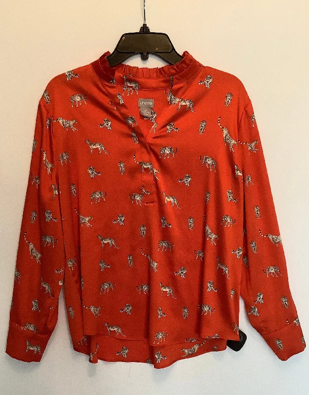 Top Long Sleeve By Chicos In Orange, Size: Lp