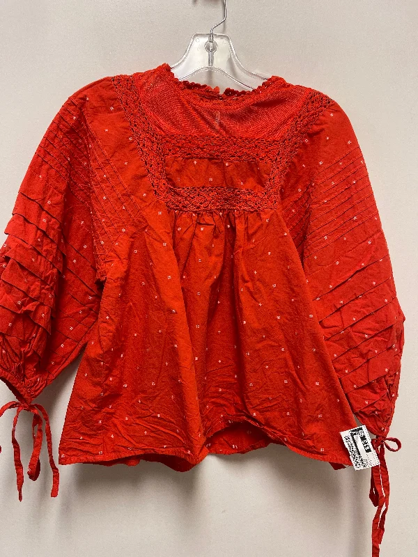 Top Long Sleeve By Ella Moss In Orange, Size: S