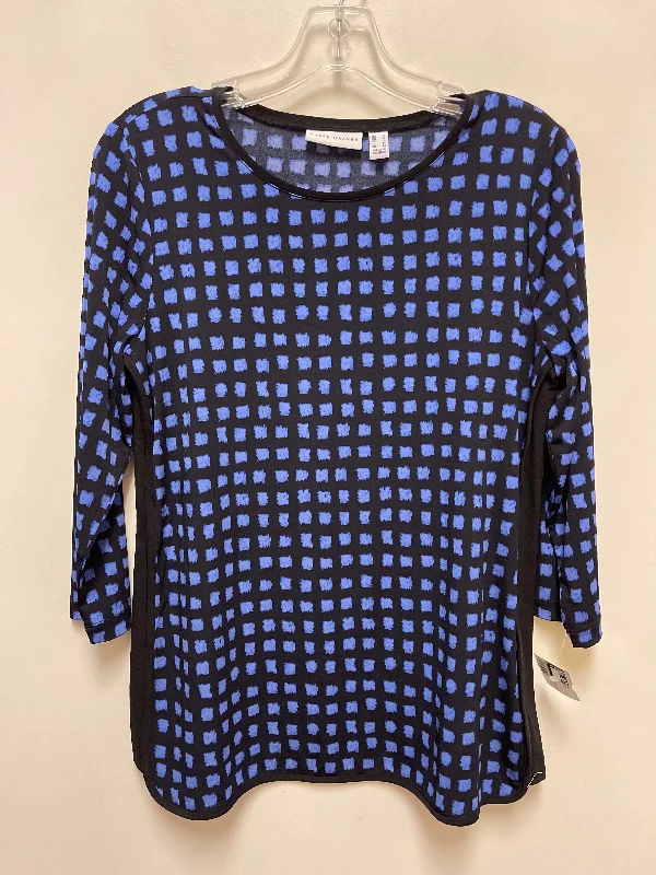 Top Long Sleeve By Susan Graver In Black & Blue, Size: S