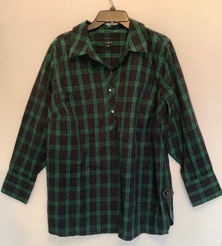 Top Long Sleeve By Talbots In Plaid Pattern, Size: Xl