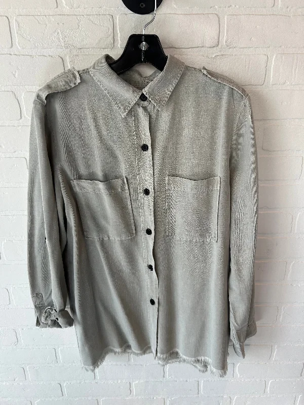 Top Long Sleeve By Zara In Grey, Size: Xl