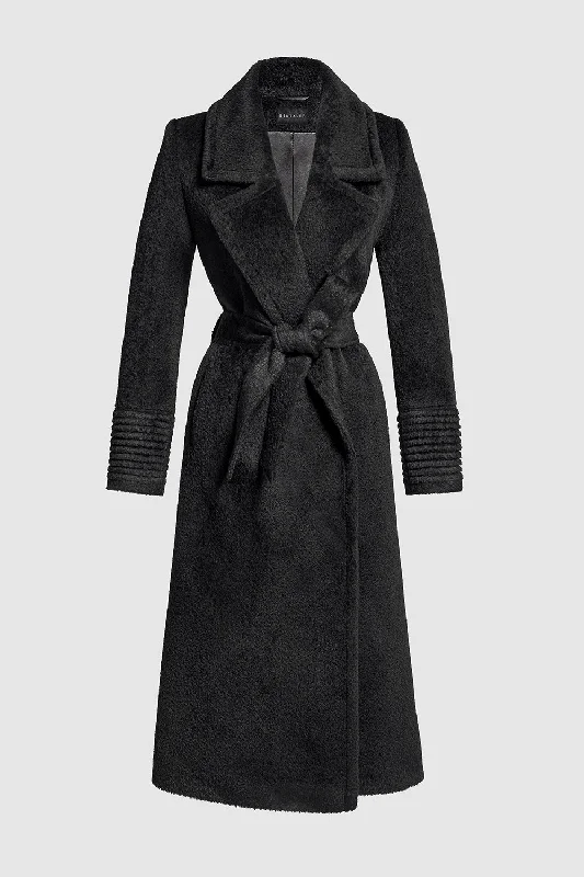 Bouclé Alpaca Long Notched Collar Wrap Coat