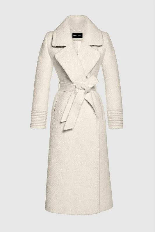 Bouclé Alpaca Long Notched Collar Wrap Coat