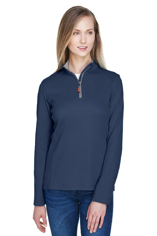 Devon & Jones Womens DryTec20 Performance Moisture Wicking 1/4 Zip Sweatshirt - Navy Blue