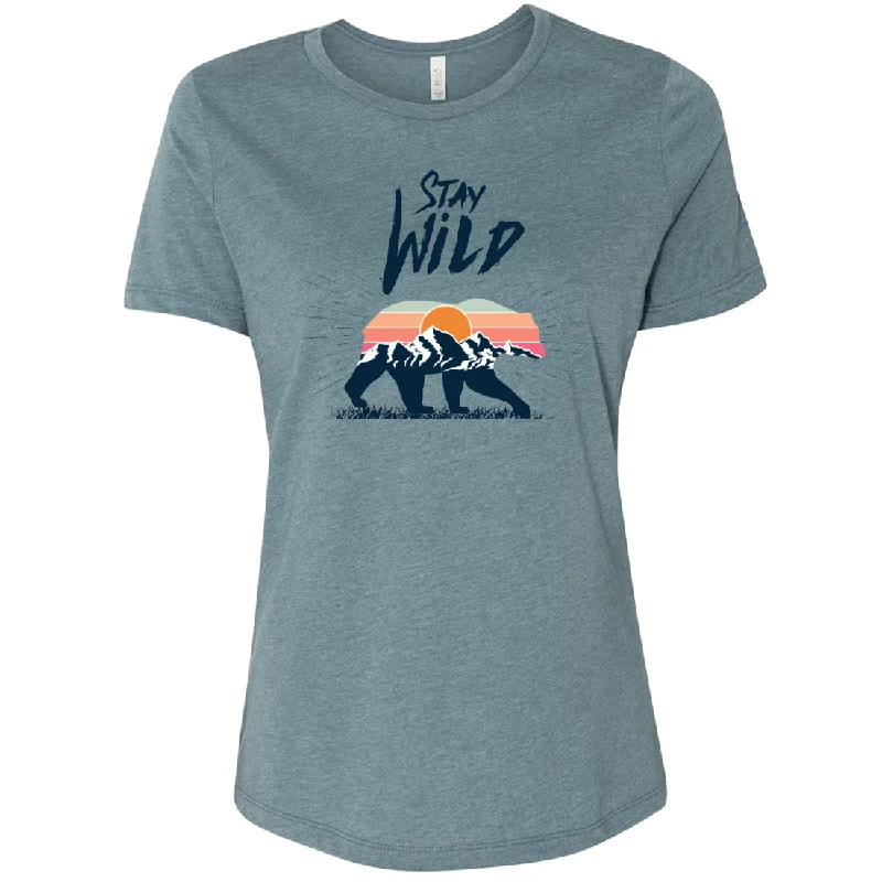 Stay Wild Sunset Bear Women's Relaxed Jersey Tee