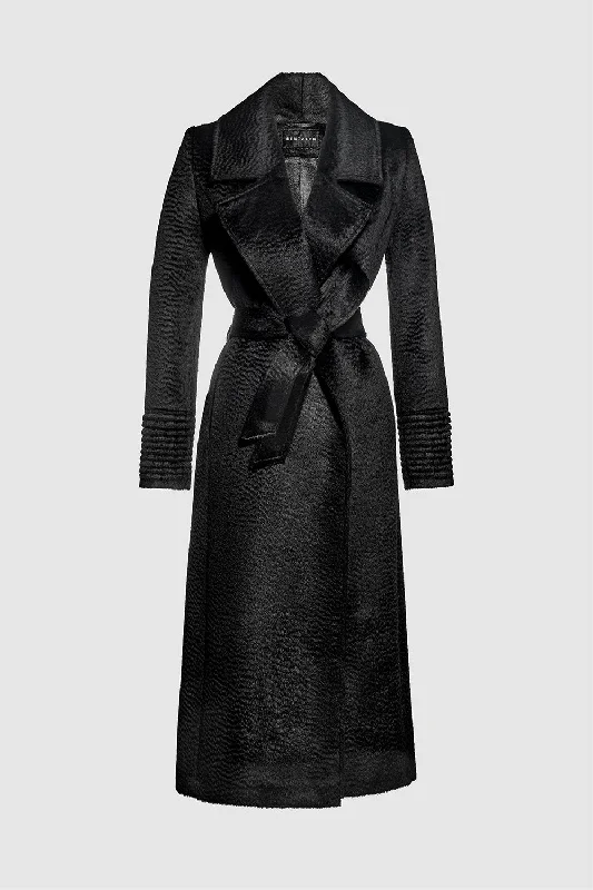 Suri Alpaca Long Notched Collar Wrap Coat