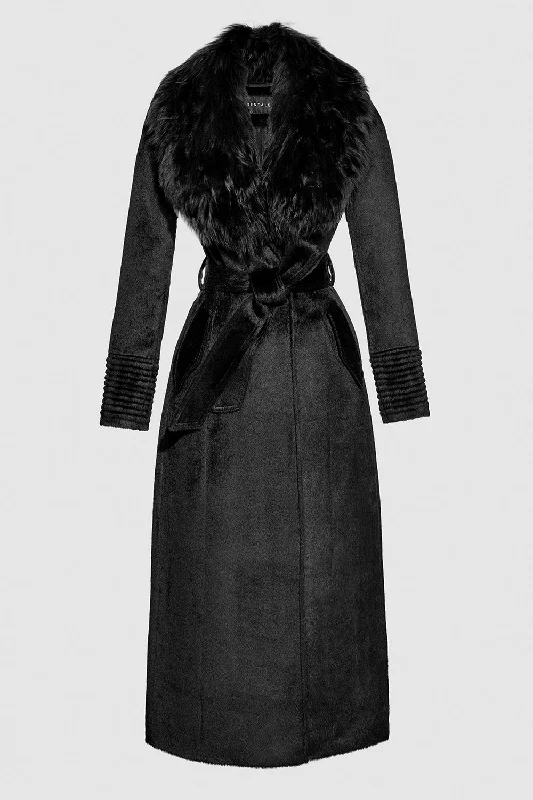 Suri Alpaca Maxi Coat with Alpaca Shearling Collar