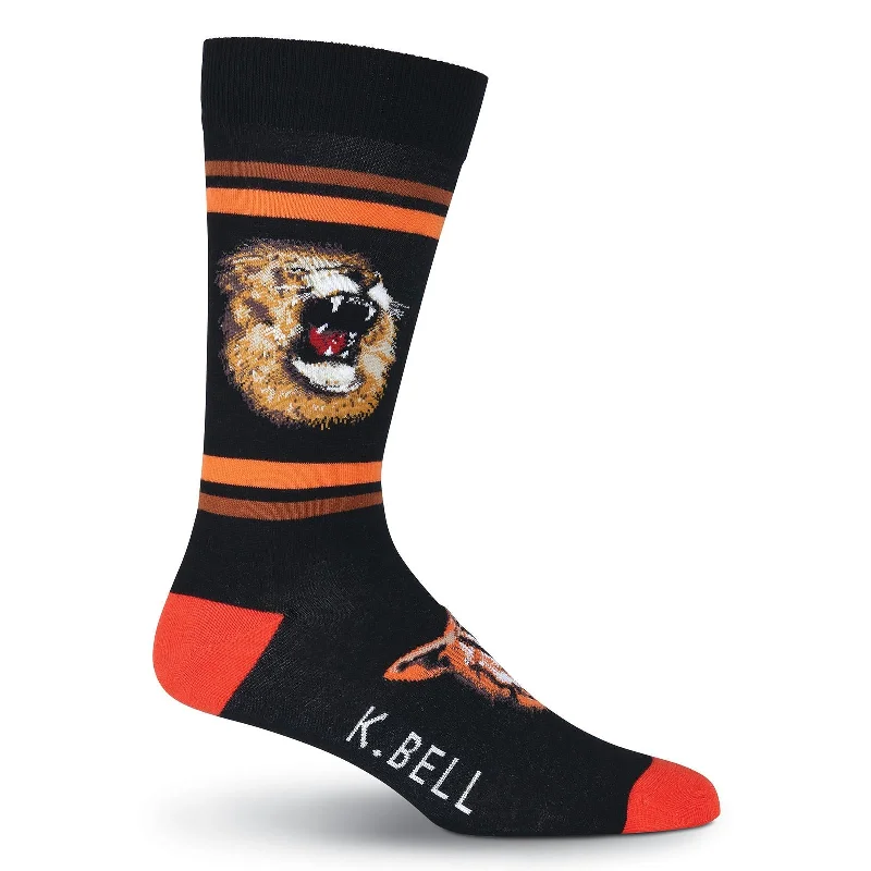 K. Bell Mens Lions and Tigers Crew Socks