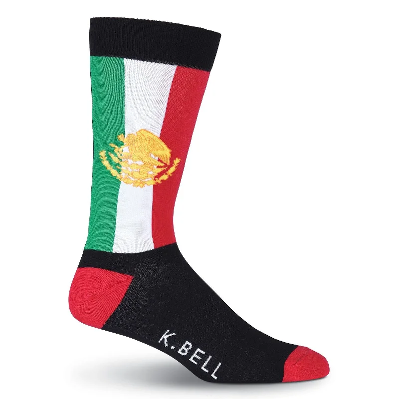 K. Bell Mens Mexican Flag Crew Socks