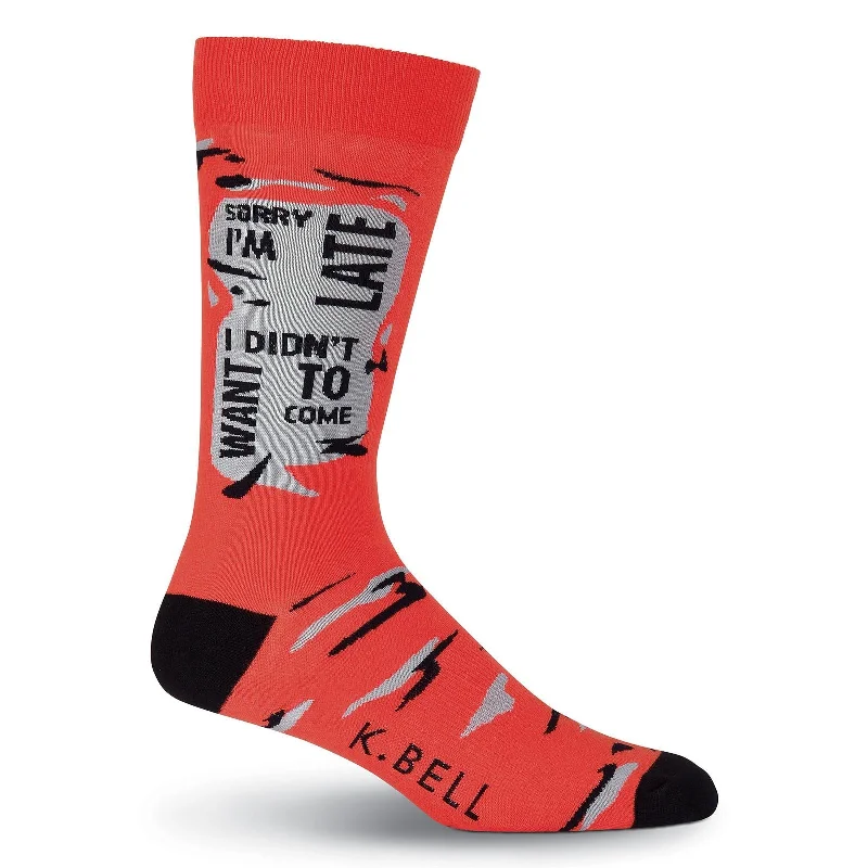 K. Bell Mens Sorry Im Late Crew Socks