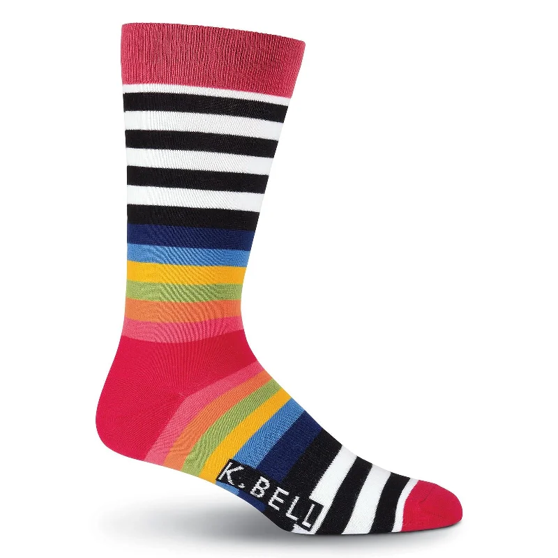 K. Bell Mens Stripe 3 Crew Socks