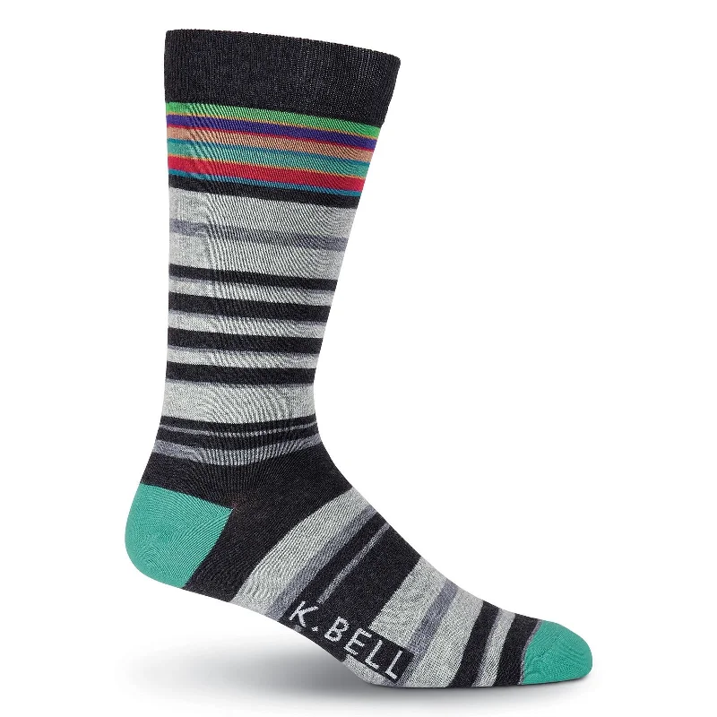 K. Bell Mens Stripe 6 Crew Socks