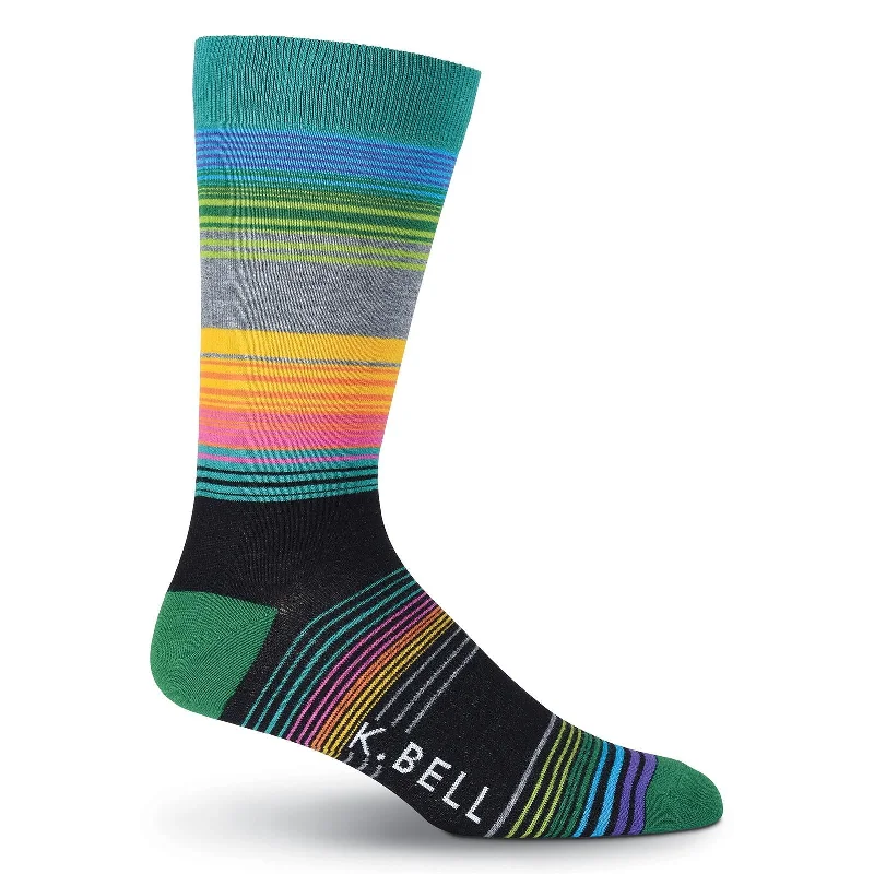 K. Bell Mens Stripe 8 Crew Socks