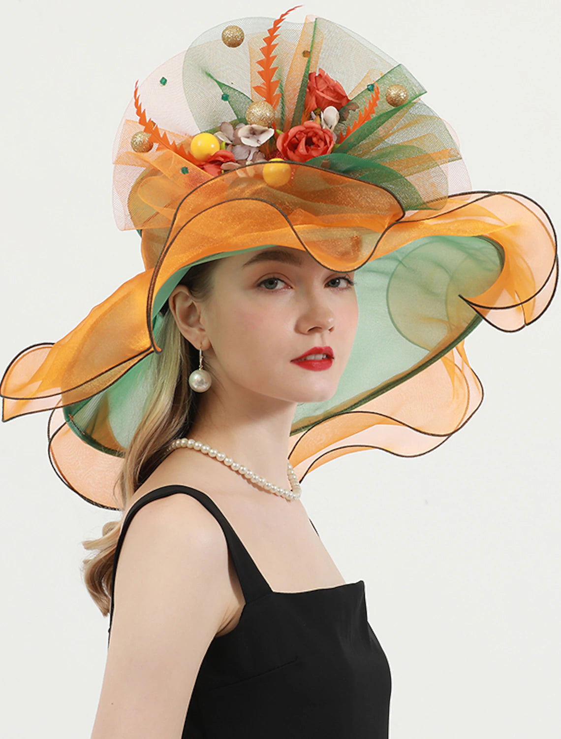 Hats Organza Kentucky Derby Church Wedding Fancy